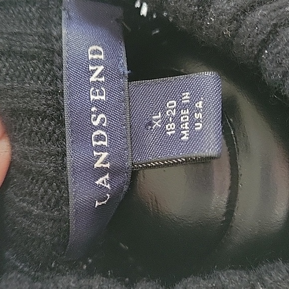 Lands End Cashmere Black Cable Knit Sweater Collard Long Sleeves Women's Sz XL - Picture 9 of 10